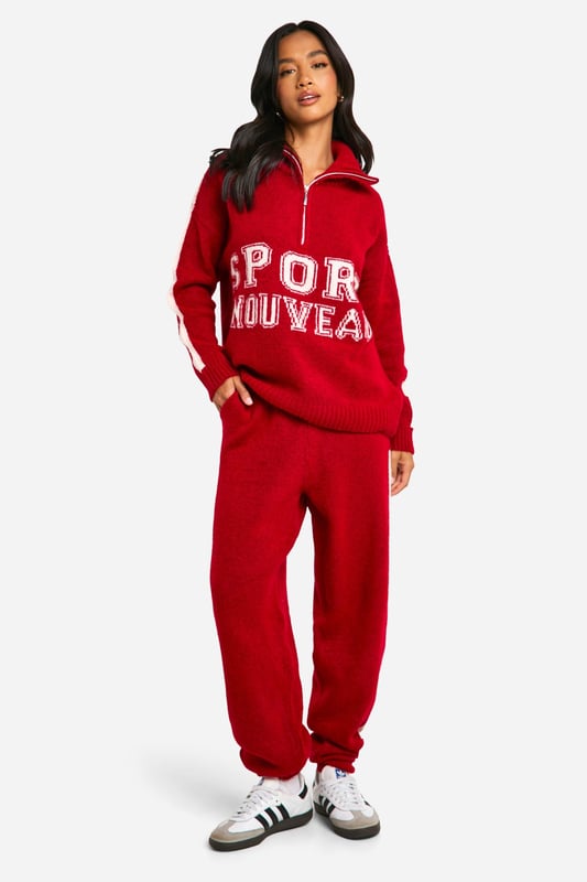 Oversized pullover with quarter-zip detail
        Bold 'Sport Nouveau' graphic print
        Coordinating joggers with side stripe detail
        Relaxed fit for ultimate comfort
        Petite sizing for a perfect fit
    
    Make a statement in this eye-catching Petite Oversize Sport Nouveau Co-ord. The pullover features a trendy quarter-zip design and bold graphic print, perfect for those who want to stand out. Paired with matching joggers adorned with sleek side stripes, this set offers both style and comfort. Ideal for casual outings or lazy weekends, style it with chunky trainers for an on-trend athleisure look. The oversized fit of the pullover allows for easy layering, while the joggers provide a flattering silhouette. Whether you're running errands or meeting friends for a coffee, this co-ord set ensures you'll look effortlessly cool. The petite sizing guarantees a tailored fit for smaller frames, eliminating the need for alterations. Versatile and fashion-forward, this set is a must-have addition to any casual wardrobe.