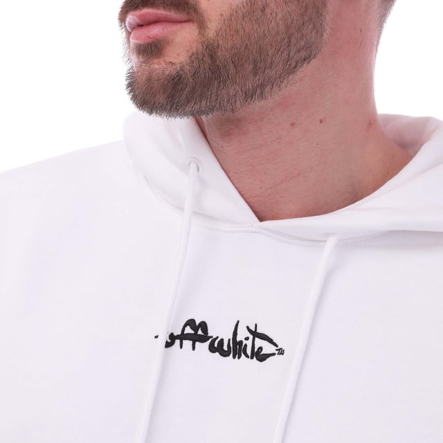 Off White Script Heren Off White Script Logo Slim Hoodie in Wit Zwart