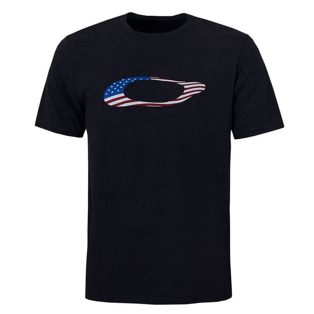 Oakley Campo de tripulación de manga corta Hombre negro Ellipse USA Camiseta 457355 02E