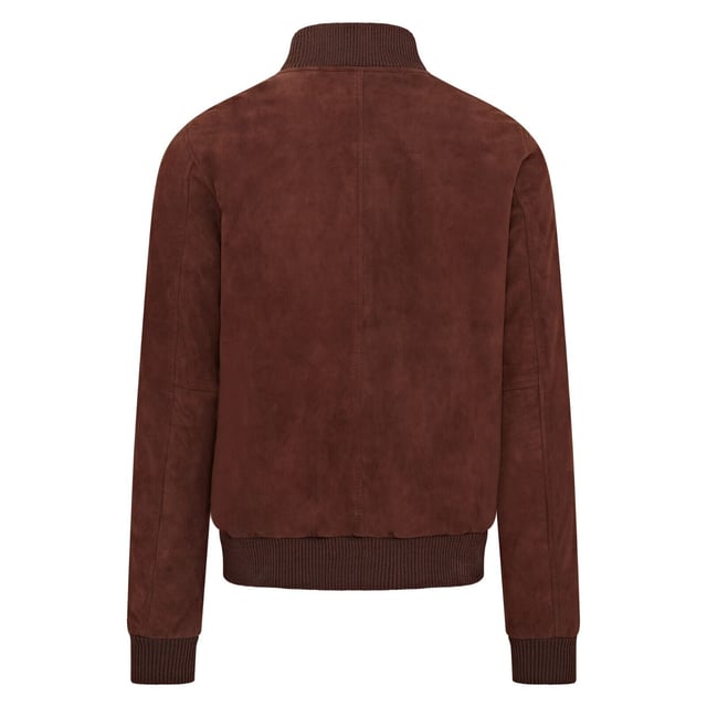 Introducing the Men's Varsity Suede Leather Bomber Jacket, a refined take on the classic MA-1 flight jacket. Crafted from 100% soft goat suede, this jacket offers exceptional durability and a supple drape. The exposed zip front features a wide, quilt stitch zip stand, complemented by a rib knit collar, cuffs, and hem for added warmth and a sleek silhouette. With four pockets�two at the waist and two inside, including a secure zipped pocket�this fully lined jacket combines style and functionality seamlessly.

� Made from 100% soft goat suede for durability and comfort
� Exposed zip front with quilt stitch zip stand
� Rib knit collar, cuffs, and hem for insulation
� Four pockets: two waist and two interior, one with a zip
� Fully lined interior for added warmth and comfort