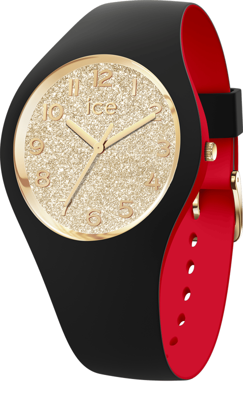 This Ice Watch Ice Loulou - Black Gold Glitter Analogue Watch for Women is the perfect timepiece to wear or to gift. It's Black 34 mm Round case combined with the comfortable Black Silicone watch band will ensure you enjoy this stunning timepiece without any compromise. Operated by a high quality Quartz movement and water resistant to 10 bars, your watch will keep ticking. With an ultra-flat silicone strap and gold features (dial and hands), this medium size black watch with a red back adds the perfect combination of chic and glamour to your wrist. High quality 19 cm length and 14 mm width Black Silicone strap with a Buckle Case diameter: 34 mm,case thickness: 8 mm, case colour: Black and dial colour: Gold