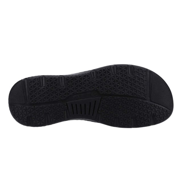 Hush Puppies Mens Carson Leather Mules (Black) Upper: Leather. Lining: Textile. Insole: Cushioned, Suede. Outsole: PU (Polyurethane). Fabric Technology: Lightweight. Flat Heel. Design: Logo. Toe Style: Round. Sole Features: Hardwearing. Fastening: Slip-on.