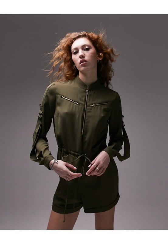 Khaki cheap playsuit topshop