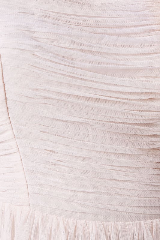 Square Neck Mesh Maxi Bridesmaid Dress