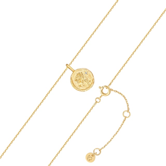 Do you prefer to wear accessories that match your personality? Then this birth flower necklace from the Glanzstücken München label is your new everyday piece. Just as the magnificent, long-lasting chrysanthemum adds color to the dreary November and can withstand even low temperatures, November children are considered cheerful, persistent and generous. The floral zodiac sign adorns a round pendant as a motif relief, with a faceted zirconia crystal as a sparkling eye-catcher. Thanks to the extension piece and practical spring ring clasp, you can quickly and easily adjust the length of the anchor chain. The chain and pendant are made of sterling silver and refined with timeless yellow gold.