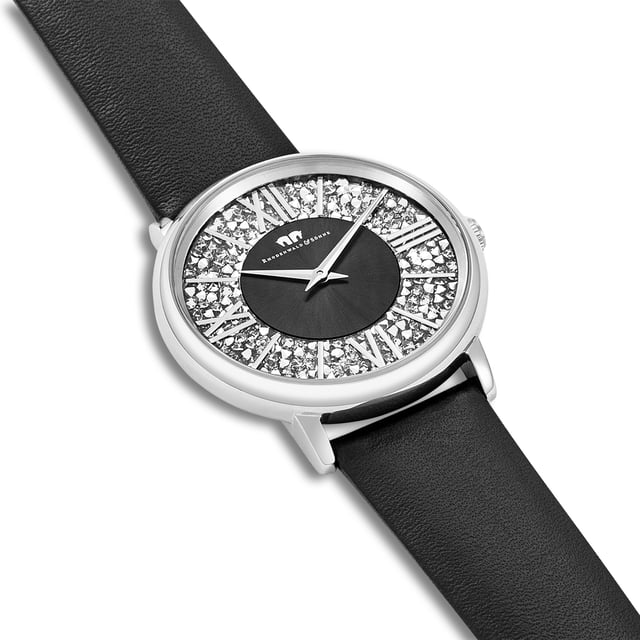 Can't resist luxurious watches? Then this women's watch of the Rhodenwald & Sons label is the perfect choice: Classic optics combine with glamorous details into an extraordinary piece of jewelry. The focus is on the stylishly staged contrast between subtle line, minimalist arrow and an elaborately structured dial, decorated with crystals. A soft real leather strap rounds off the high -quality equipment. The noble women's watch also scores with a long-lasting quartz clock and a screwed housing floor.