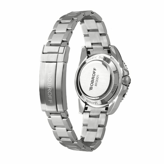 Bobroff BF0005 - Unisex Uhr Automatisch aus Edelstahl• Material: Edelstahl• Glas: Saphir• Armband: Edelstahl• Farbe: Silber Grün• Wasserbeständigkeit: 1000 m (100 ATM)• Gehäusegröße: 41 mm