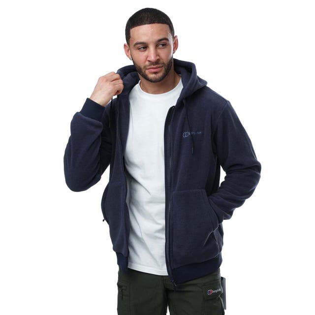 Mens Berghaus Prism Polartec Hoody in navy.- Fleece hood.- Full-zip closure.- Zipped hand pockets.- Ribbed cuffs and hem.- Berghaus branding.- Body: 100% Polyester. Trim: 97% Polyester  3% Elastane.- Ref: 4A001416R14