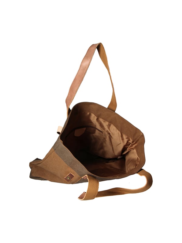 Bolso de mano de mujer de un compartimento en lona y piel genuina. Producto artesanal