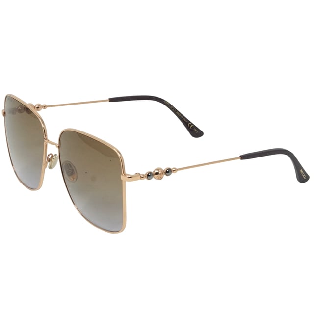 Jimmy Choo Hester V01 Gold Sunglasses. Experience luxury and sophistication with the Jimmy Choo Hester V01 Sunglass. Crafted from the finest materials, these sleek sunglasses feature 100% UVA/UVB protection and refined metallic accents. Admire the sophisticated Jimmy Choo style with these timeless sunglasses.. Gold Sunglass, Nose Bridge Width = 15mm, Lens Width = 59mm, Arm Length = 145mm. Branded Sunglasses Case and Cleaning Cloth Included. 100% Protection Against UVA &amp; UVB Sunlight and Conform to British Standard EN 1836:2005, Sunglasses, Sunglasses Case, Cleaning Cloth and Care Instructions all Included. Jimmy Choo Hester V01 Sunglass