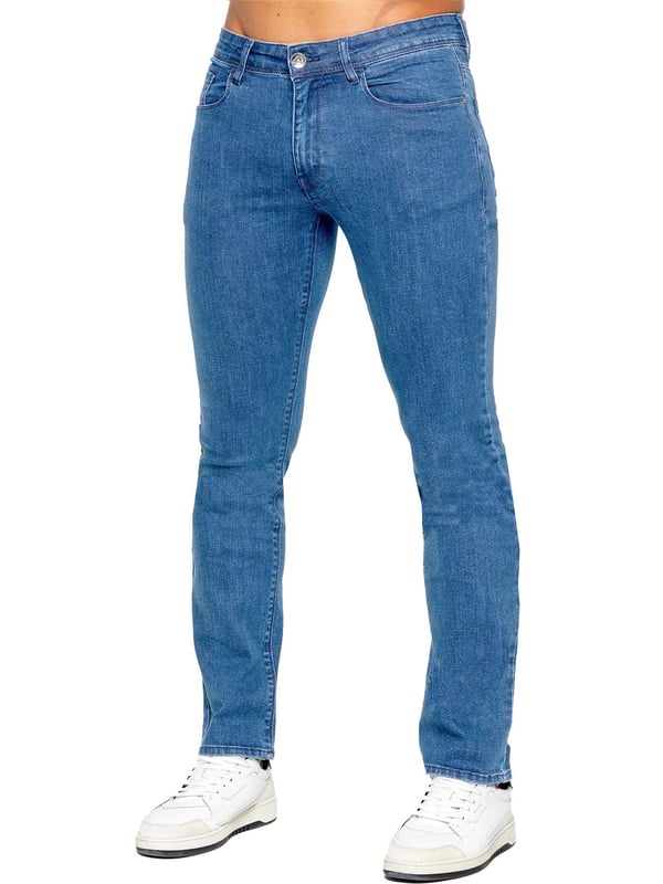 Descubre el máximo confort y estilo con los jeans de pierna recta de ETO, que cuentan con una conveniente bragueta con cremallera, un diseño funcional de 5 bolsillos y botones y remaches de marca distintiva. Prepárate para enfrentar el día con facilidad y confianza con estos jeans cómodos sin esfuerzo.