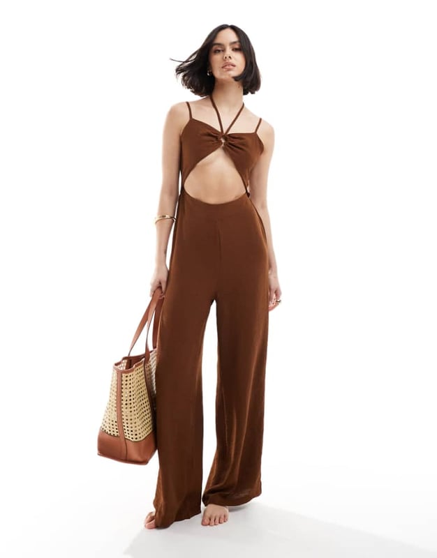 Jumpsuits & Playsuits by The Frolic Summer, styled Halterneck style Fixed straps Cut-out and ring detail Tie fastenings Wide leg Regular fitSold By: Asos