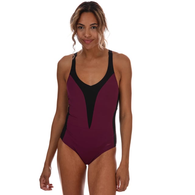 Women s Speedo Sculpture OpalLux Swimsuit in Purple black