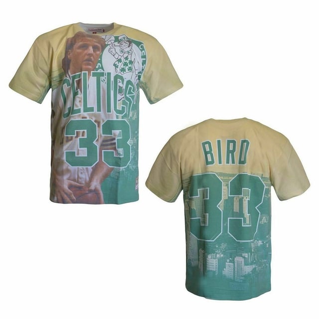 Mitchell y Ness Boston Celtics Larry Bird 33 Mens Camiseta BMTRKT18007 BCYGNLBI