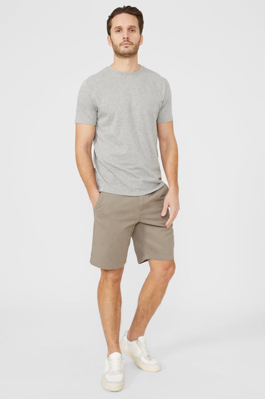 Cotton Crew Neck T-shirt. Consciously made from super-soft fabrics, look to this must-have crew T-shirt for men. Boasting short-cut sleeves, a comfortable neckline, and a tailored cut finish.