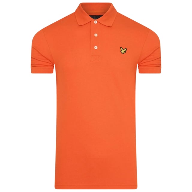 Lyle & Scott Scott Orange Polo Shirt Embroidered Branded Logo On The Left Chest Plain Polo Shirt, Orange Colour Plain Polo, Button Fasten, Elasticated Sleeve Endings, 97% Cotton, 3% Elastane Style: SP400VOG X298