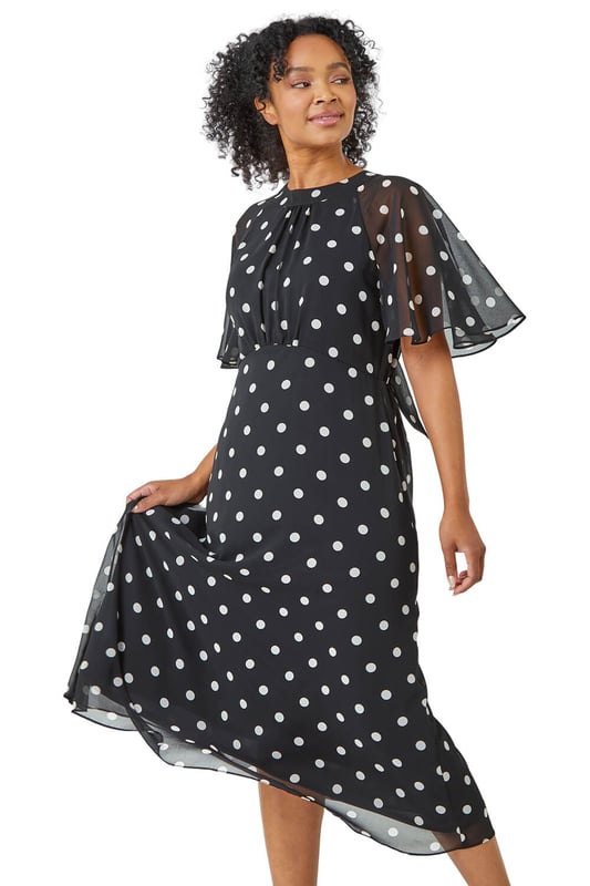 Polka dot chiffon dress online