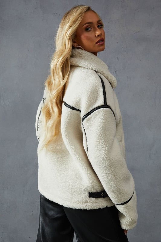 Teddy Faux Fur Aviator Jacket - Main Image