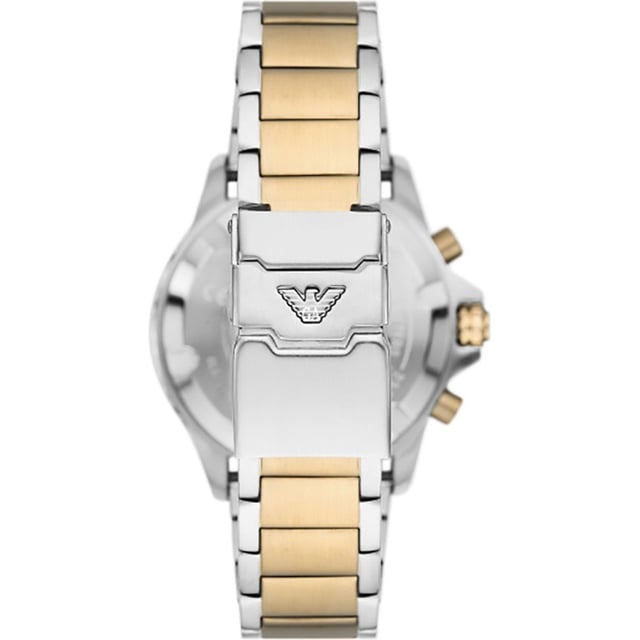 This Emporio Armani Diver Chronograph Watch for Men is the perfect timepiece to wear or to gift. It's Multicolour 43 mm Round case combined with the comfortable Multicolour Stainless steel watch band will ensure you enjoy this stunning timepiece without any compromise. Operated by a high quality Quartz movement and water resistant to 10 bars, your watch will keep ticking. Elegant and fashionable watch that is suitable for the daily life of every Men. This Chronograph watch has a calendar function: Date , Stop Watch , 24-hour Display , Luminous Hands and Luminous Numbers High quality 21 cm length and 22 mm width Multicolour Stainless steel strap with a Fold over with push button clasp Case diameter: 43 mm,case thickness: 12 mm, case colour: Multicolour and dial colour: Green