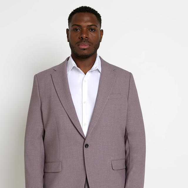 River Island Mens Suit Jacket Big Tall Purple Slim Fit