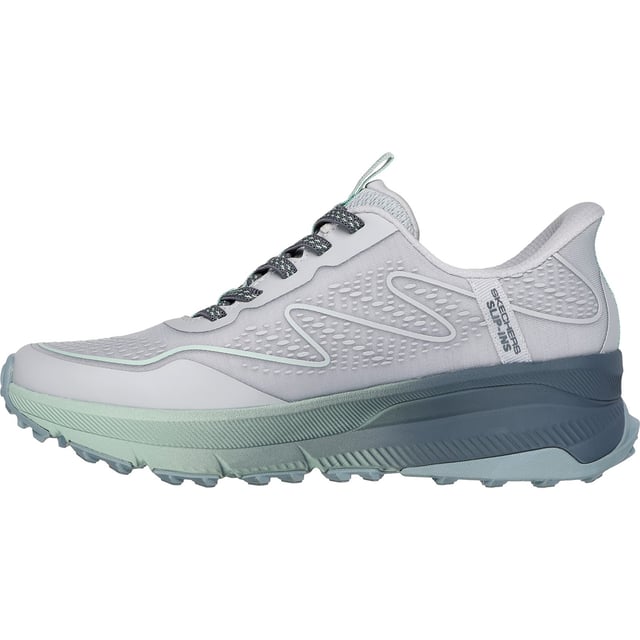 Ga de paden op in sportief gedempt comfort met Skechers Switch Back - Mist. Deze casual slip-in heeft een bovenwerk met monomesh print, een goed dempende tussenzool en een Skechers Air-Cooled Memory Foam binnenzool.