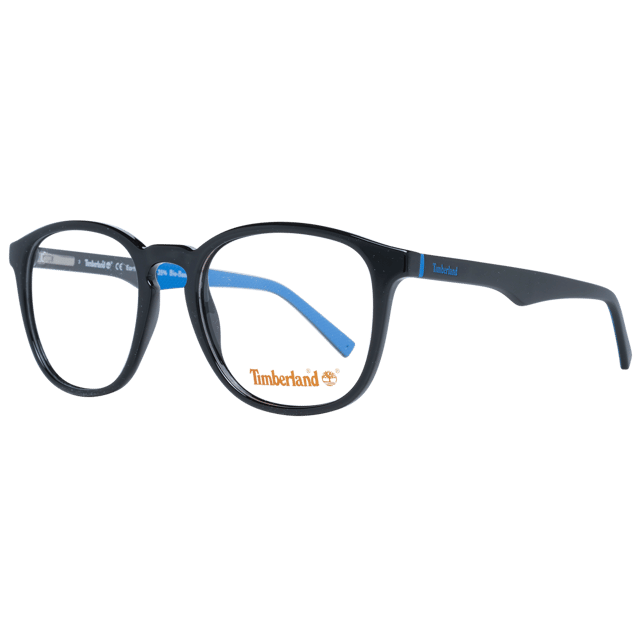 Timberland Round Mens Black TB1626  Glasses are a stylish round design made from high-quality acetate, providing both strength and style. The Timberland logo is prominently displayed on the temples, adding a touch of class to the design. The lightweight and durable frame is perfect for extended periods of wear, making these glasses perfect for everyday use.