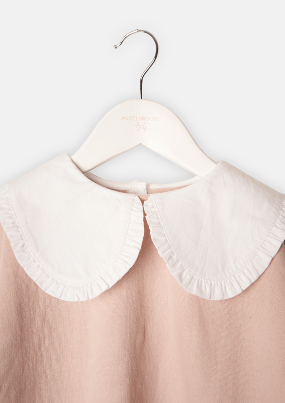 How adorable is this collar detail sweatshirt in soft putty pink? Wear with jeans. jeggings or our sequin skirt - utterly versatile and totally scrumptious . Pink. About me: 100% Cotton. Look after me: Think planet. wash at 30c.