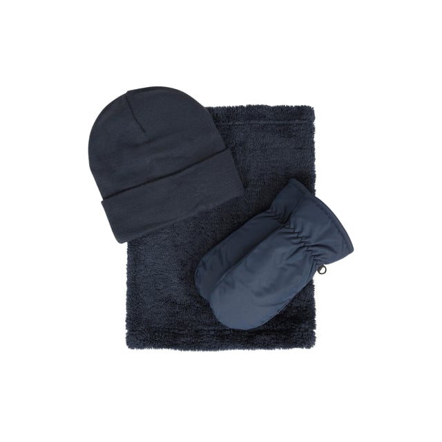 Fabric: Fleece, Knitted, Soft Touch. Contents: Beanie, Gloves, Neck Gaiter. Fabric Technology: Insulating, Water Resistant. Design: Plain.