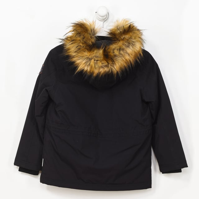Napapijri jacket with hood.
 Color Black
 Jacket with half zip closure.
 Logo patch on the sleeve.
 Elastic cuffs and hem.
 Seams seen in tone.
 Brand name on the front.

 Composition: 100% Polyester

 Wash maximum at 30ºC.
 - Do not iron.
 - Allows you to use dryer.
 - Do not use bleach.
 - Does not support dry cleaning.
 Composition: 100% polyester
 Care:
Wash maximum at 30ºC.
 - Do not iron.
 - Allows you to use a dryer.
 - Do not use bleach.
 - Does not support dry cleaning.