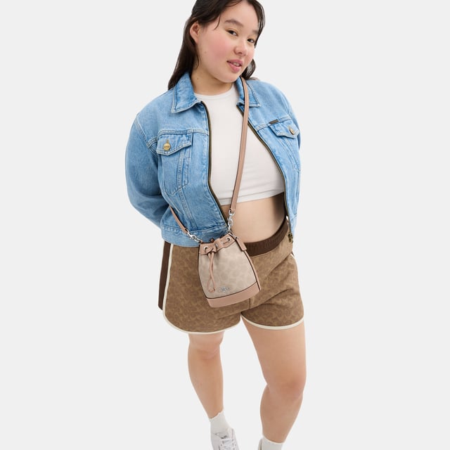 Mini Bucket Bag in Signature Canvas,  Length: 14.00 cm,  Width: 16.50 cm,  Height: 9.00 cm