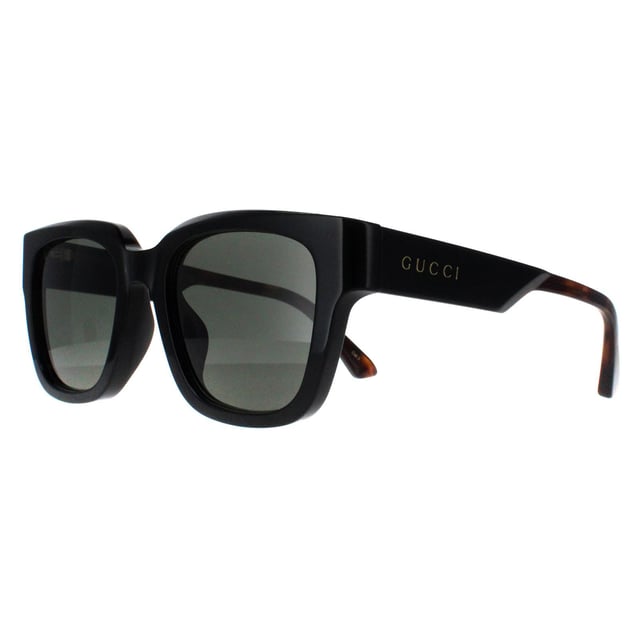 Gucci Square Mens Black with Havana Grey GG1670SK  Sunglasses feature a sleek, square design that combines modern lines with a hint of vintage inspiration, ensuring a striking and fashionable look. The frame is accentuated by the iconic Gucci logo on the temples, showcasing the brandâ€™s dedication to timeless elegance and quality. Crafted with premium materials, the lenses provide excellent UV protection, ensuring eye comfort while maintaining style.