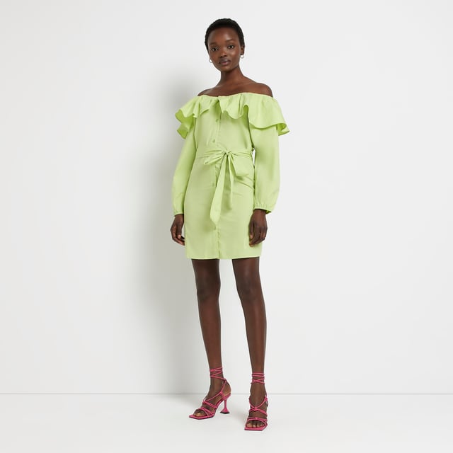 Lime green bardot sales dress