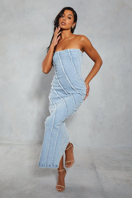 white christmas dresses CONCEPT Seam Detail Denim Dress – Blew Boutique