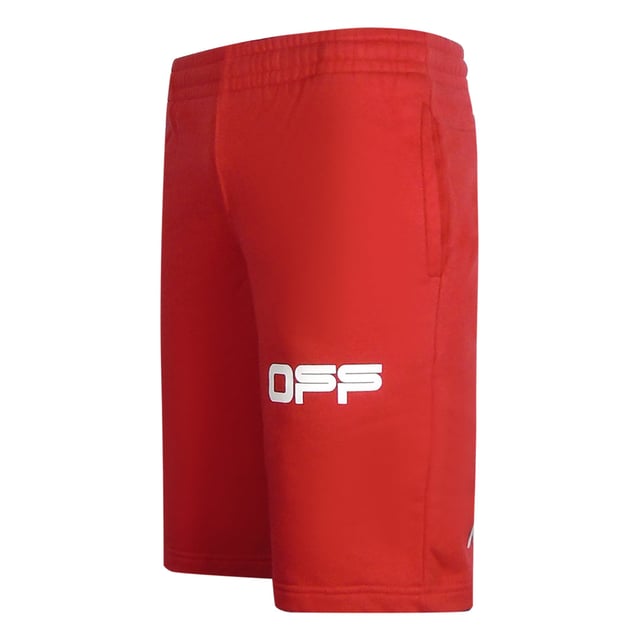 Off-White Airport Tape Design Red Sweat Shorts