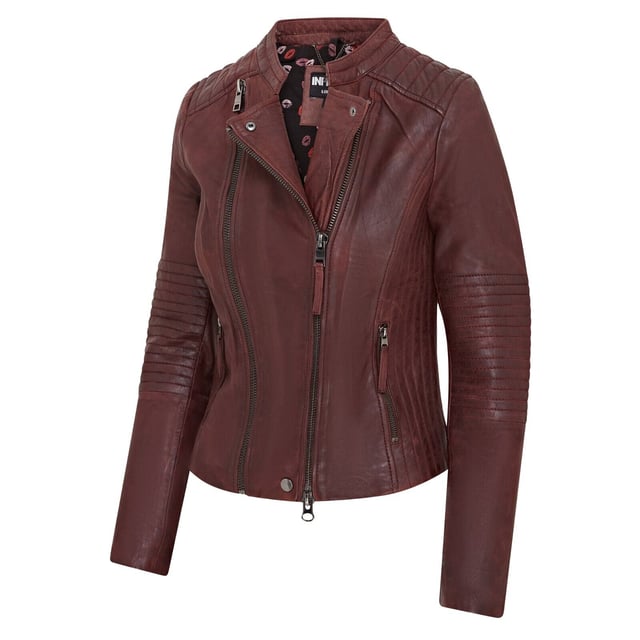 Burgundy biker jacket womens online
