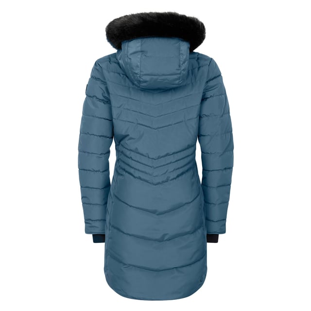 100% Polyester. Vulling: Iloft Ecofill, Gerecycled. Ontwerp: Eenvoudig. Stoftechnologie: Ared 10000, Ademend, DWR Finish, PFC-vrij, PFOA-vrij, PFOS-vrij, Douchebestendig, Thermisch, Waterdicht. Hoge warmte, gewatteerd, dubbele ritssplitten. Halslijn: Kapitein. Mouwtype: Met lange mouwen. Eigenschappen kap: verstelbaar, afneembaar bontrandje. Lengte: Mid Lengte. Zakken: 2 onderste zakken, ritssluiting. Bevestiging: Tweewegrits. Duurzaamheid: Gemaakt van gerecycleerde materialen, duurzame materialen. 6 VK: 30 in. 8 UK: 32 in. 10 VK: 34 in. 12 VK: 36 in. 14 VK: 38 in. 20 VK: 45 in. 18 VK: 43 in. 16 VK: 40 in.