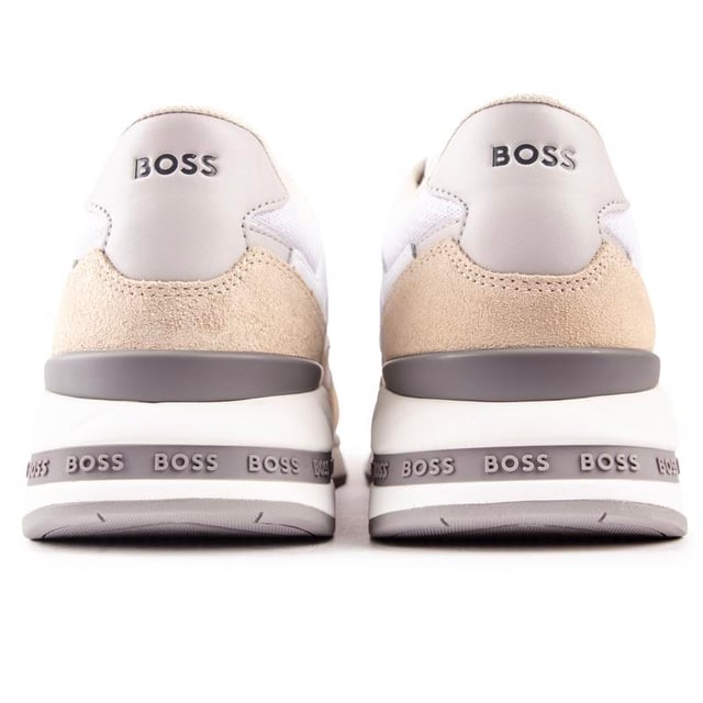 Boss Kurt Runn Trainers Luxe Up Your Sporty Look With The Kurt Runn Men's Trainers From Boss. Boasting A Striking Mixed Material Upper Featuring Invisible Eyelets, Branded, Accented Heel Panel And Retro-inspired Design. The Running-style Sports Shoe Is Finished With A Cushioned Footbed And A Chunky Durable Rubber Outsole.