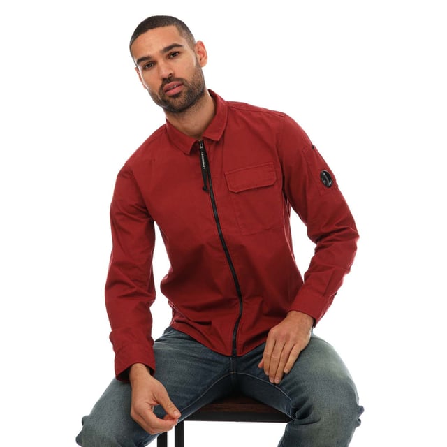 Men s C.P. Company Arm Lens Overshirt in Red