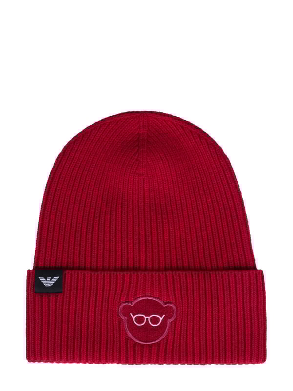 45% viscosa, 25% lana, 25% poliamida, 5% cachemira; gorra Emporio Armani;  Modelo: 637546 0A450 32474;  Mano de obra de alta calidad;  ala doblada;  Punto acanalado;  parche en el frente;  Detalles del logotipo de Emporio Armani.