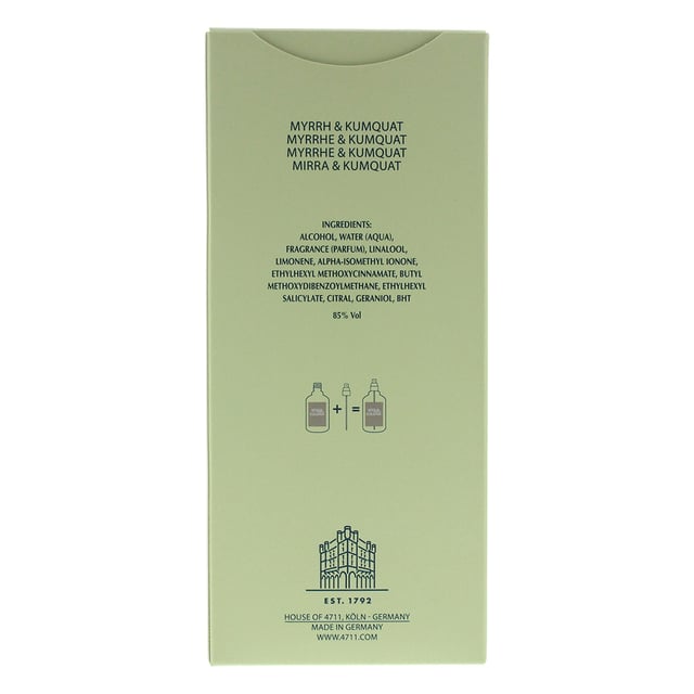 Acqua Colonia Myrrh & Kumquat by 4711 is a warm sweet aromatic citrus fragrance for women and men. This scent features myrrh and kumquat. Acqua Colonia Myrrh & Kumquat was launched in 2018..