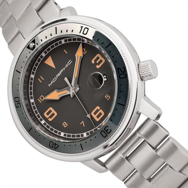 304L Surgical-Quality Stainless Steel Case, Precision Japanese Quartz Movement, Non-Glare Scratch-Resistant Mineral Crystal, Logo-Engraved Stainless Steel Caseback, 304L Surgical-Quality Stainless Steel Bracelet, Logo-Engraved Stainless Steel Box with Tongue and Safety Clasp, Luminous Hands, Luminous Markers, Magnified Date Display, 42mm Case Diameter, 5 ATM Water Resistance.