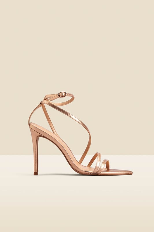 They'll make you feel like dancing
Chic strappy style
Fierce pointed toe
Stiletto heels always look sexy
Gold goes with everything
Amp up jeans and a nice top or your favourite LBD
