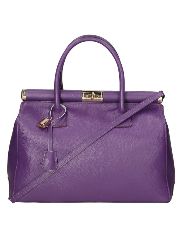 Bolso de mano de mujer de dos compartimentos con bandolera extraíble. Producto artesanal italiano en piel genuina dólar. Hecho en Italia