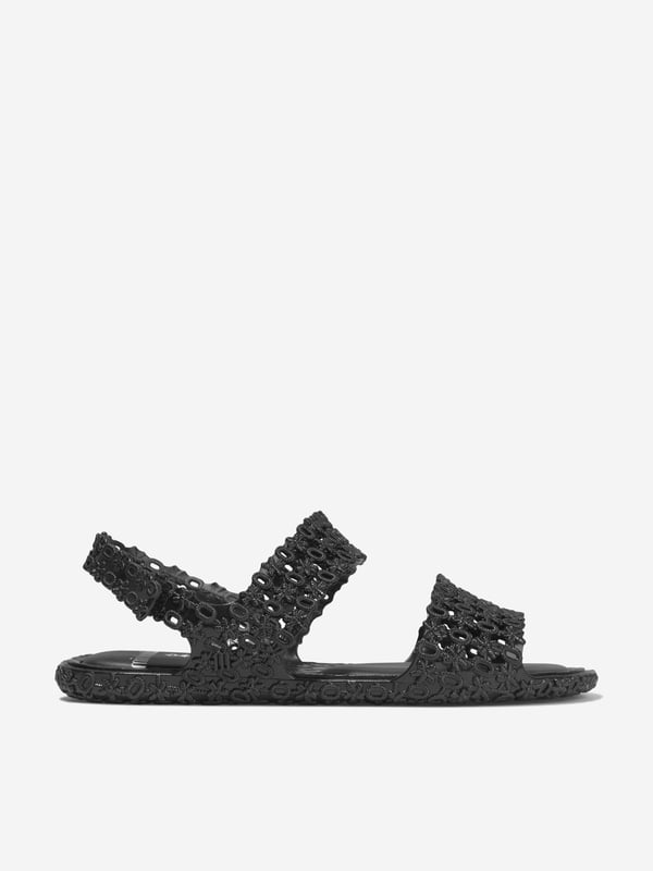 Mini melissa black best sale sandals