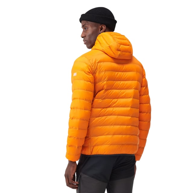 Material: 100% Polyamide. Fabric: Baffled, Synthetic Down Touch. Design: Logo. Fabric Technology: DWR Finish, Insulating, Lightweight. Neckline: Hooded. Sleeve-Type: Long-Sleeved. Padded. Cuff: Stretch Binding. Hood Features: Grown On Hood, Stretch Binding. Pockets: 2 Lower Pockets, Zip. Fastening: Full Zip. Hem: Stretch Binding. Denier: 20D. Sustainability: Feather-Free, Made from Recycled Materials.