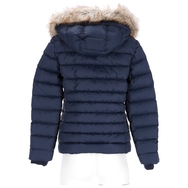 Armani exchange long down parka with faux fur trim in navy 2025