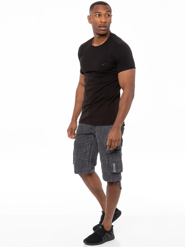 Pantaloncini Enzo Combat Cargo Denim Uomo – Blu Scuro Sbiadito – Modello EZS 406