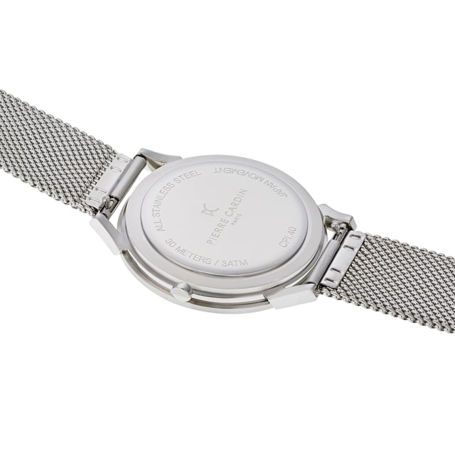 This Pierre Cardin Pigalle Half Moon Analogue Watch for Unisex is the perfect timepiece to wear or to gift. It's Silver 40 mm Round case combined with the comfortable Silver Stainless steel watch band will ensure you enjoy this stunning timepiece without any compromise. Operated by a high quality Quartz movement and water resistant to 3 bars, your watch will keep ticking. This fashionable and classic watch matches any outfit at any occasion,it adds style to your life High quality 21 cm length and  18 mm width Silver Stainless steel strap with a Fold over clasp Case diameter: 40 mm,case thickness: 6.55 mm, case colour: Silver and dial colour: Blue