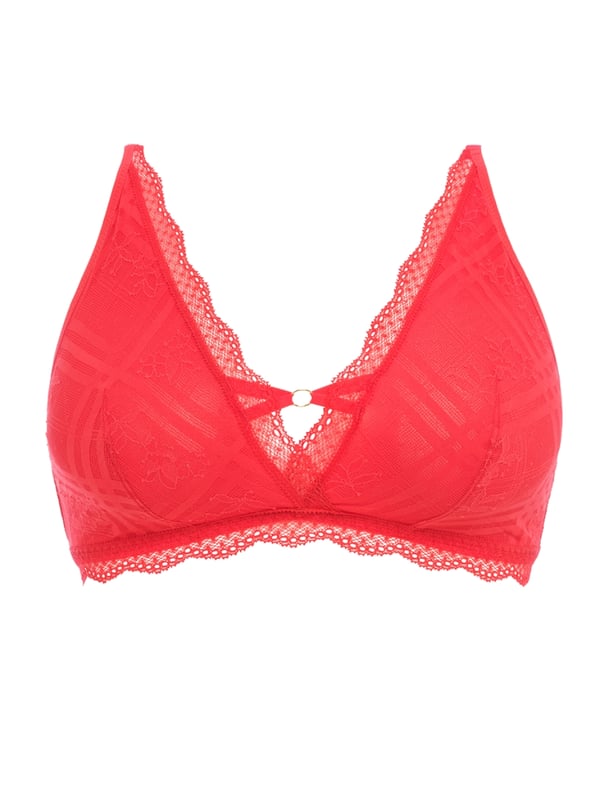 Freya Freya Fatale Bralette. Delicate scallop edge lace trim at neckedge and underband. This product is recommended as hand wash only.