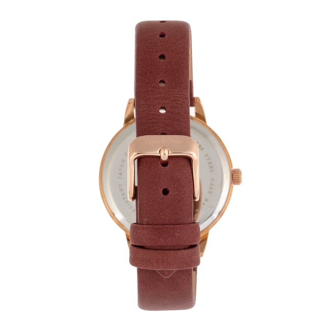 Polished Alloy CaseÂ ; Quartz MovementÂ ; Non-Glare Scratch-Resistant Mineral CrystalÂ ; Logo Engraved Stainless Steel Caseback; Genuine Leather Strap; Logo-Engraved Stainless-Steel Clasp; 36mm Case DiameterÂ ; 3ATM Water Resistance;